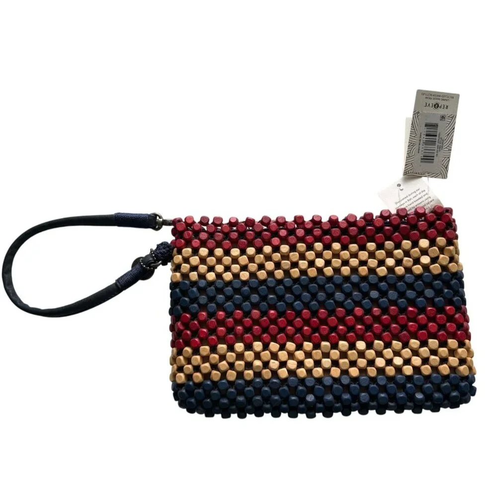 The Sak Hand Beaded Wristlet Clutch Bag Vegan Montana Collection